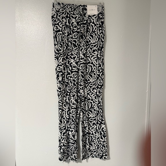 love wish Pants - Chic Black and White Patterned Wide Leg Pants